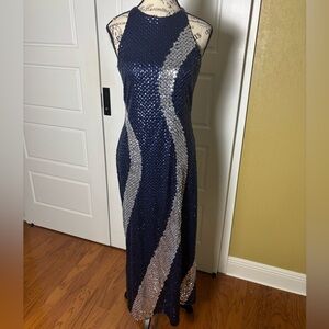 Vintage Dress Sequin Maxi Halter Beaded Sequin NITELINE by Della Roufogali